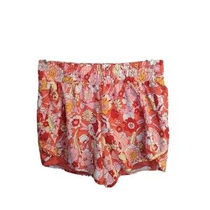 Avia Women's M 8-10 Retro Floral Multicolor Lined Running Shorts Zip pocket